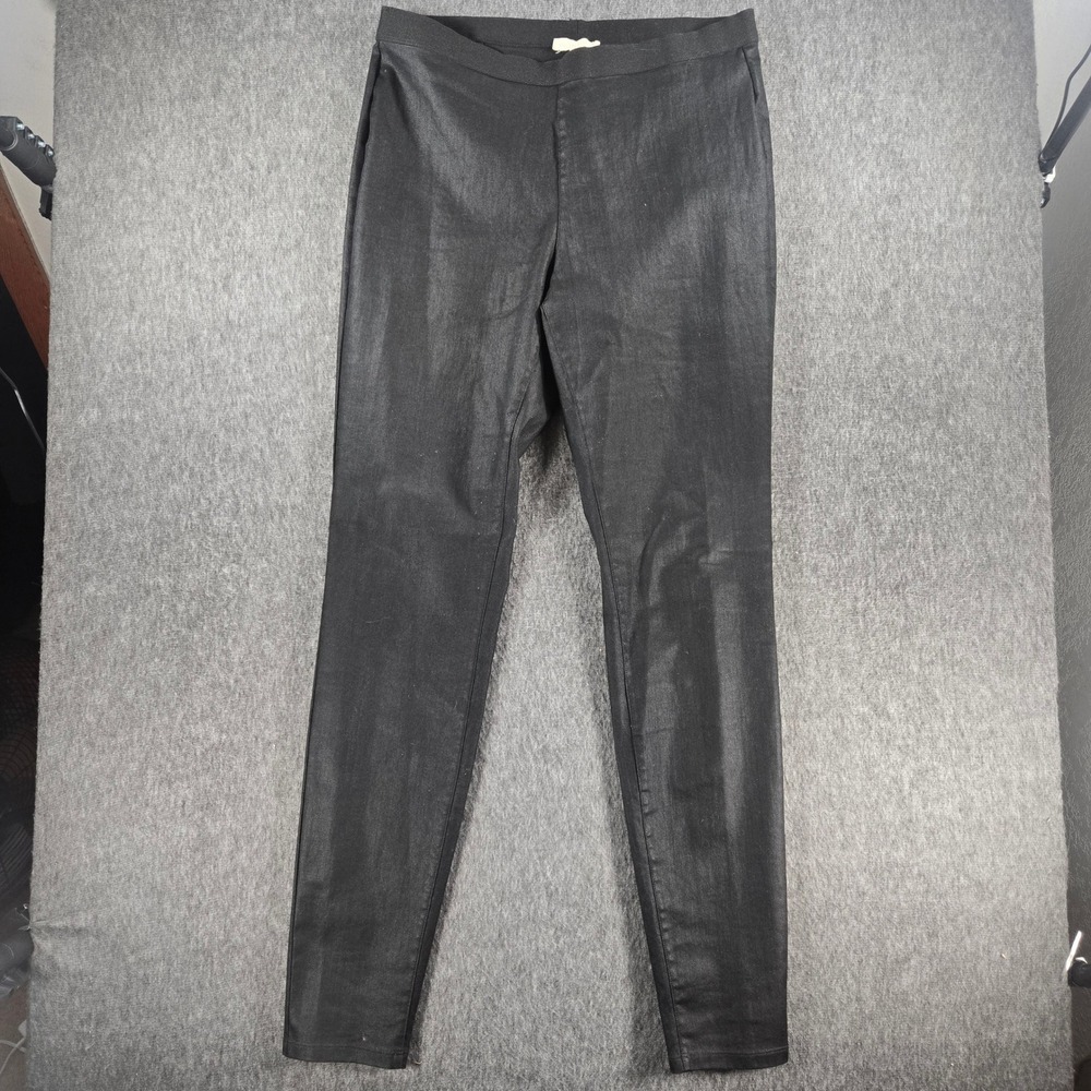 Eileen Fisher Leggings Womens Small‎ Black Coated Organic Cotton Stretch Slim